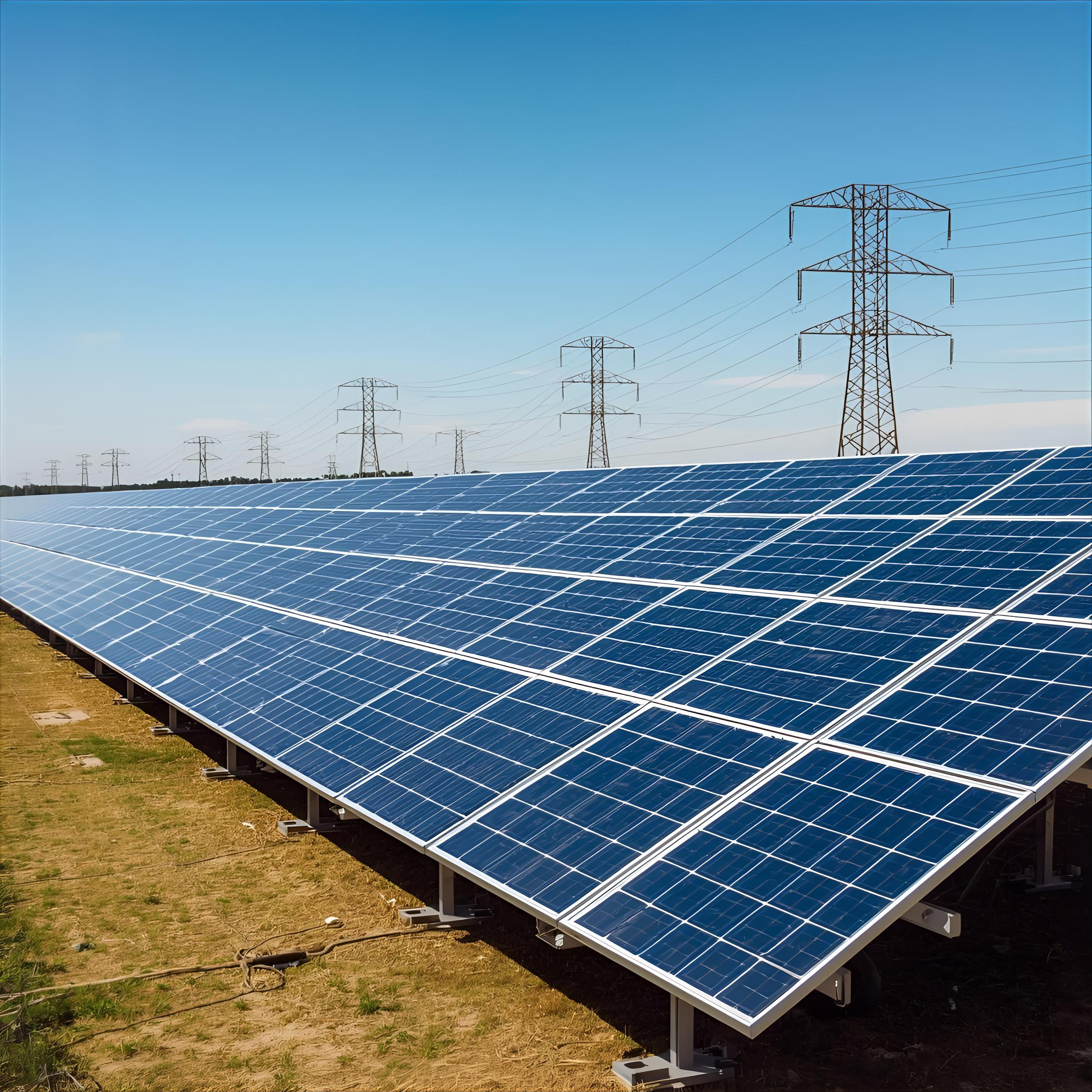 Utility-scale solar generation connected to high-voltage transmission infrastructure